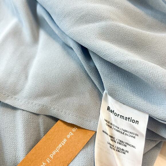 NWT Reformation Kesia Tiered Ruffle Midi Sleeveless Dress Mineral Blue Size 4 - Picture 8 of 9